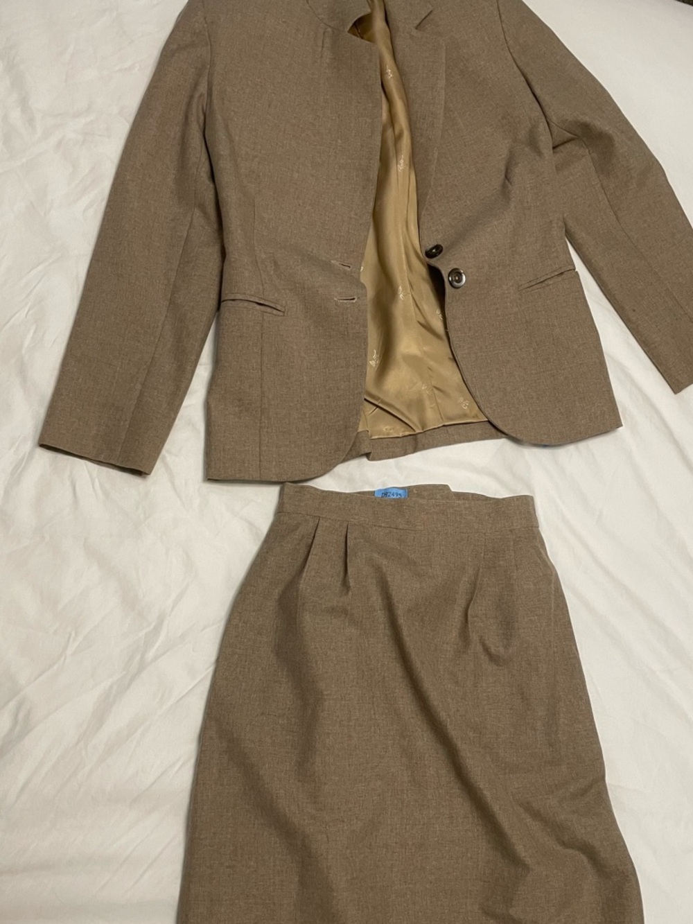 Women’s Brown Two-Piece Skirt Suit Jacket and Pencil Skirt